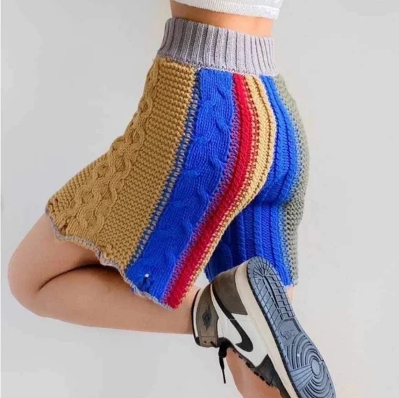 Free People Color Block Knit Women Shorts - Picture 2 of 6